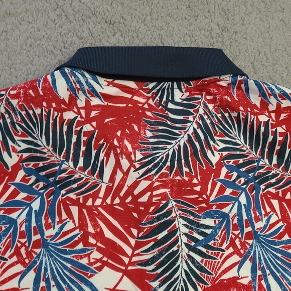 Goodfellow & Co Polo Shirt Mens Large Hawaiian Aloha Palm Floral Knit Collar - Picture 6 of 10